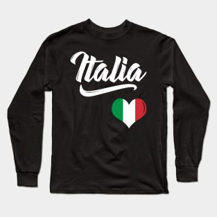 Italia Flag Heart Love Italy Italian Italiano Long Sleeve T-Shirt